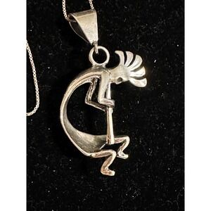 Native American Hopi Kokopelli Sterling Silver Pendant Necklace